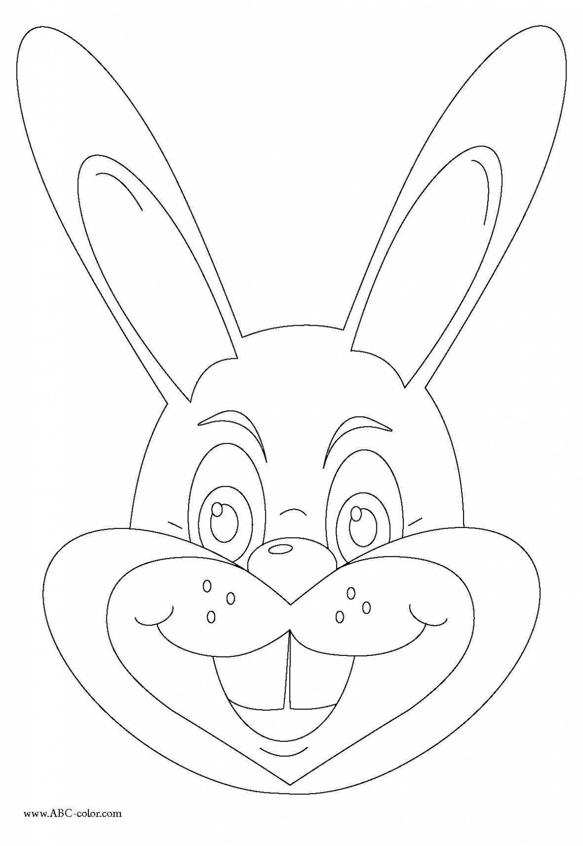 Colourful bunny mask coloring page