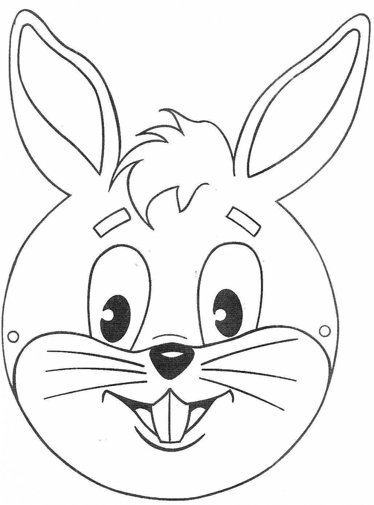 Coloring page joyful bunny mask