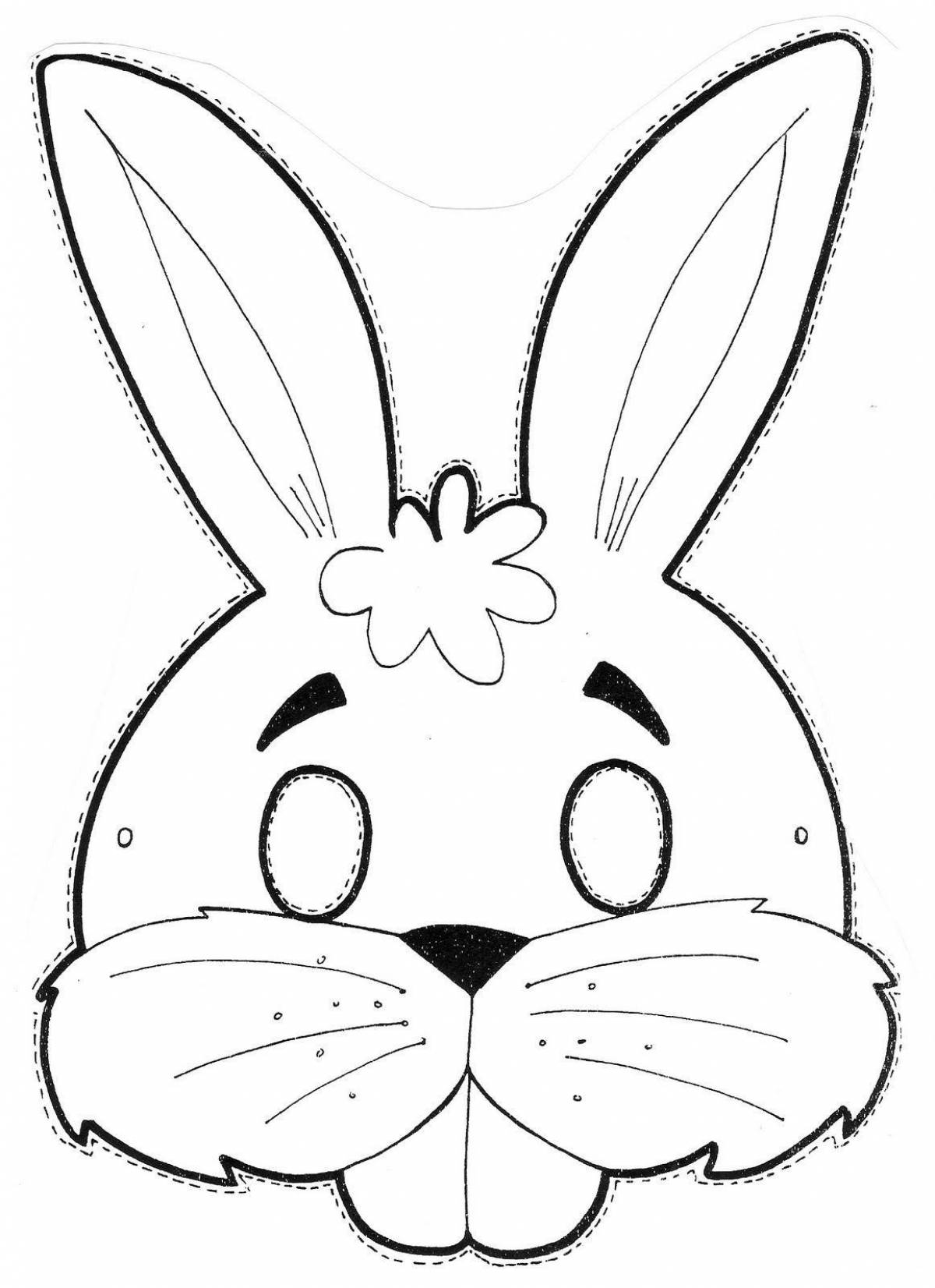 Cute rabbit mask coloring page