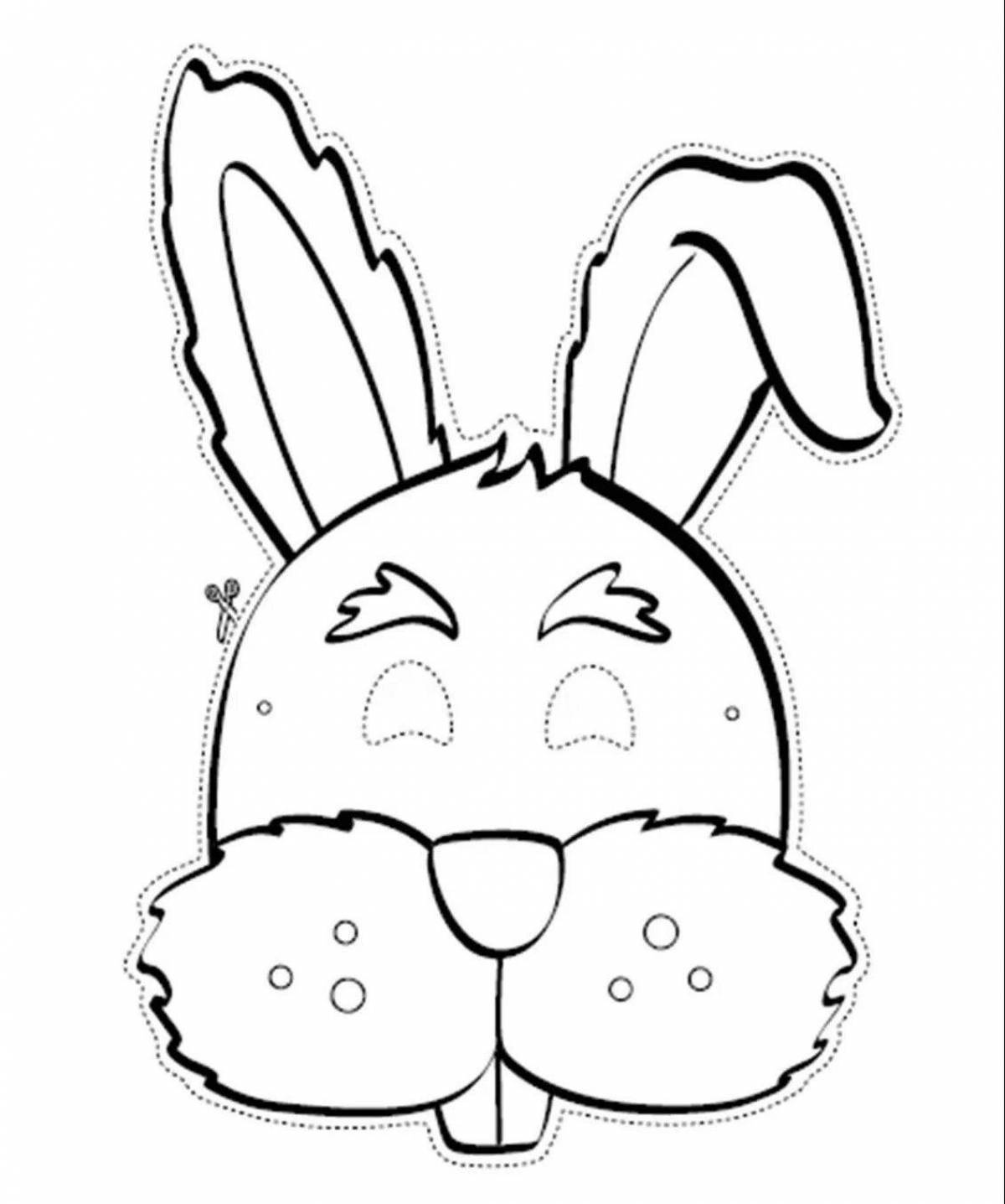 Adorable bunny mask coloring page