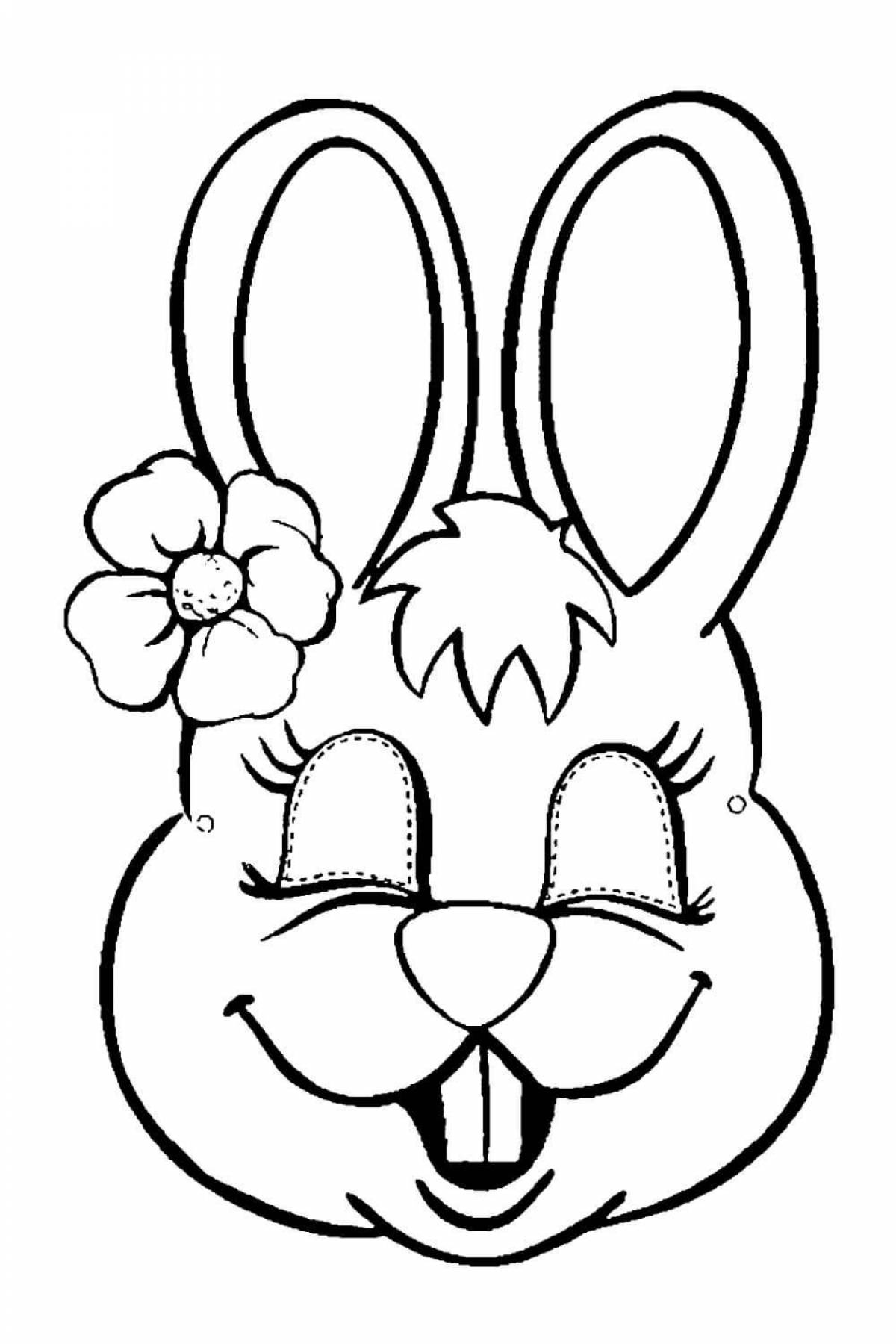 Fancy rabbit mask coloring page