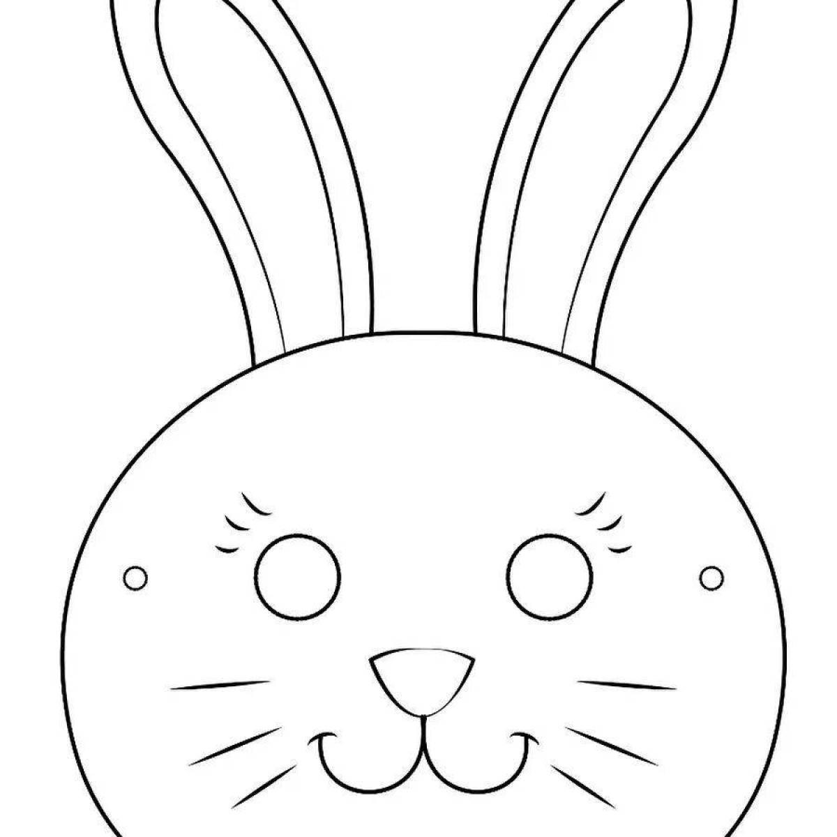 Sparkling Bunny Mask Coloring Page