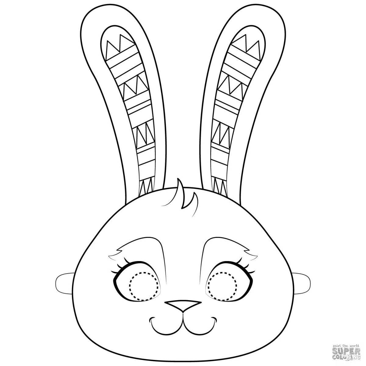 Bunny mask with colorful splashes coloring page