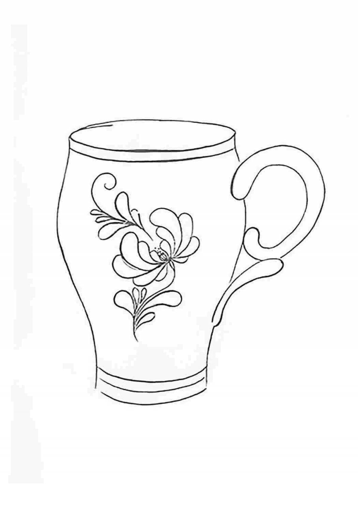 Gzhel art mug coloring