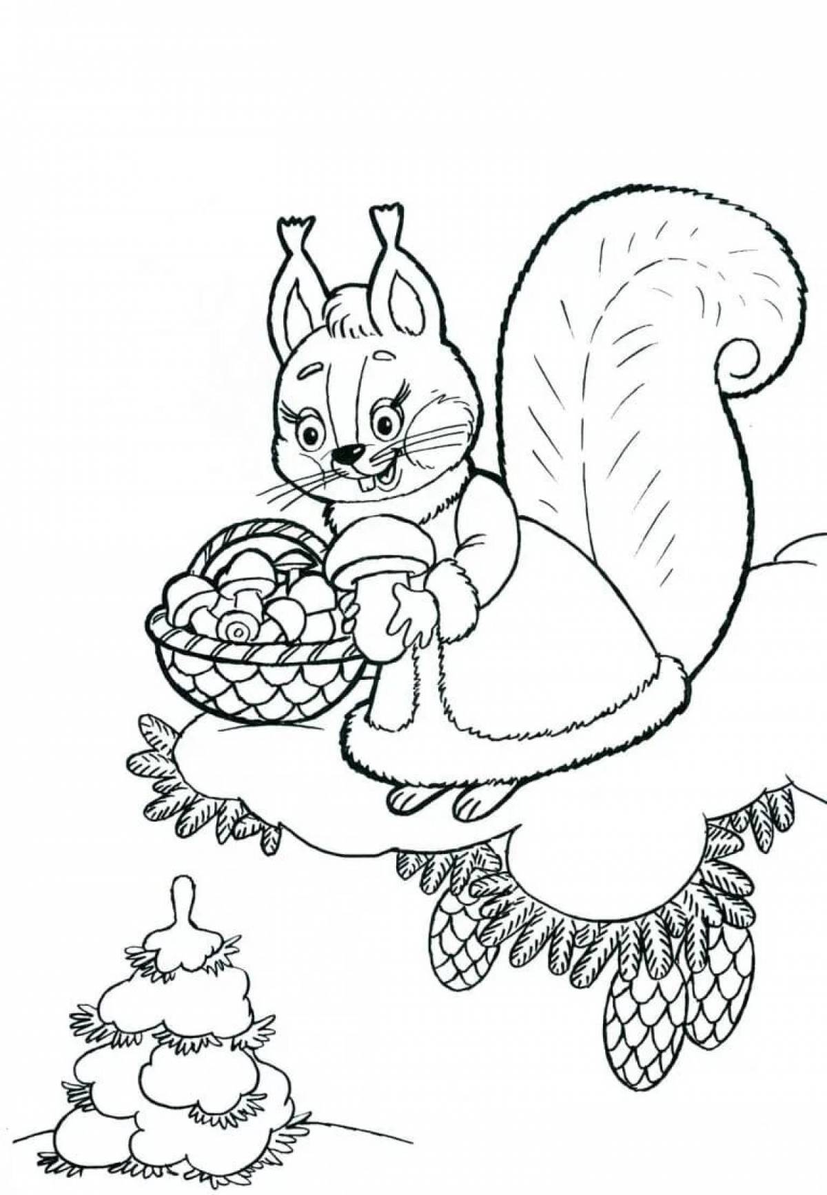 Colouring winter squirrel