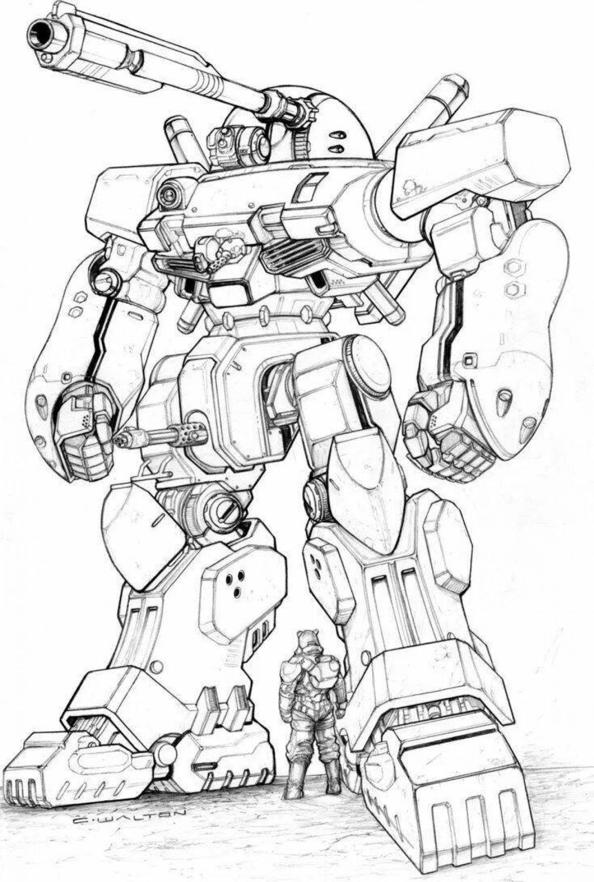 Dynamic combat robots coloring page