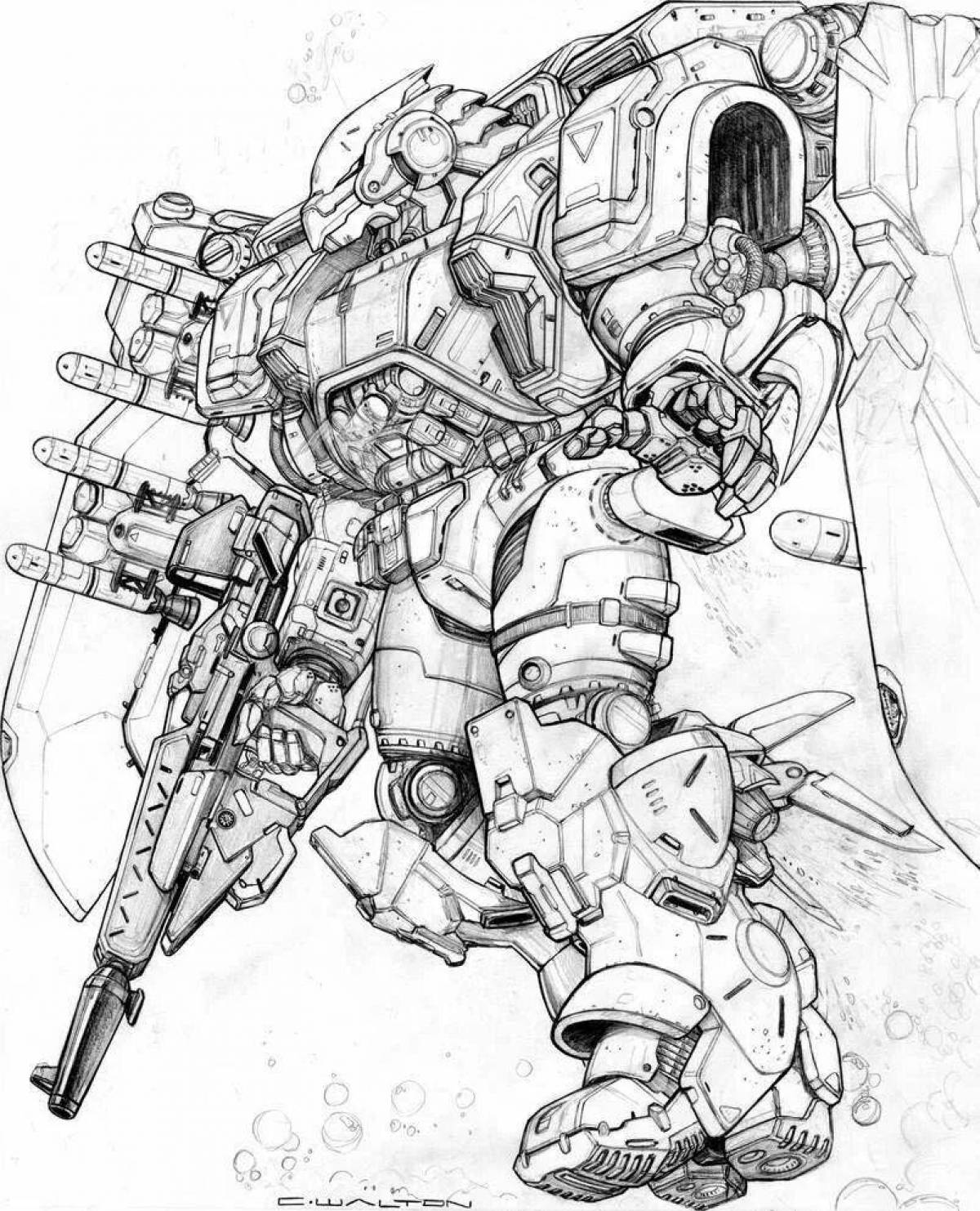 Раскраска свирепые боевые роботы