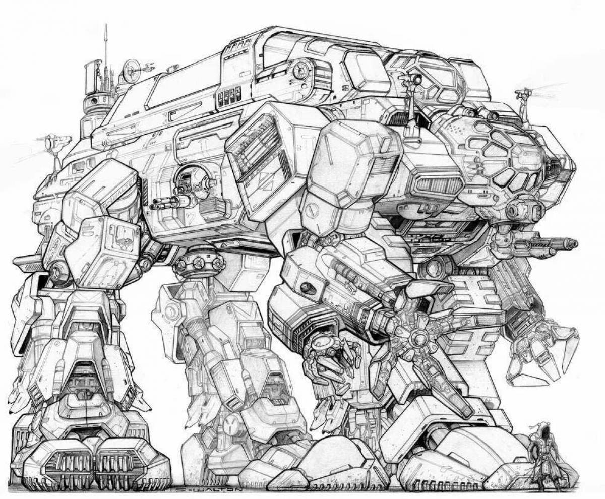 Раскраска внушительные боевые роботы