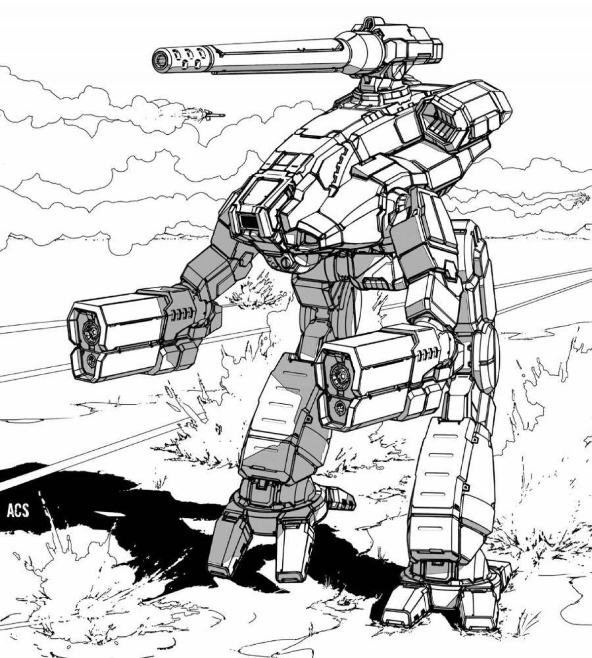 Coloring book bold fighting robots