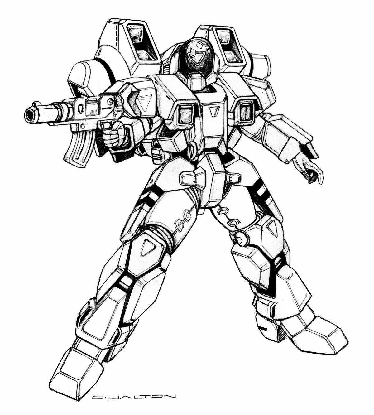 Coloring book adventurous fighting robots