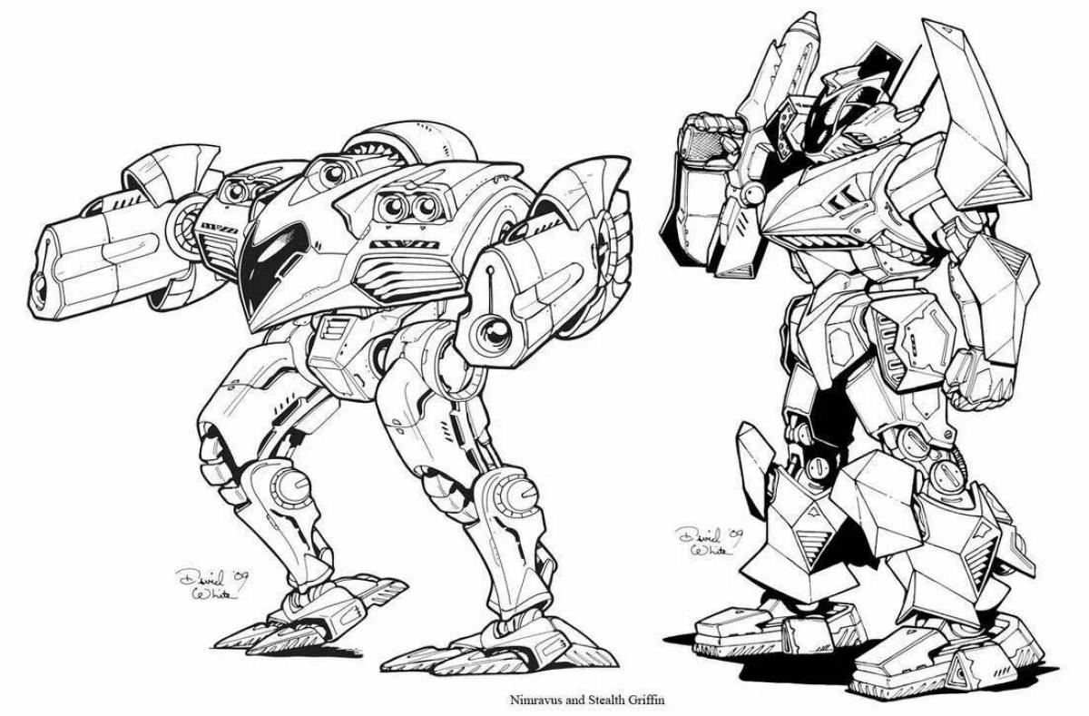 Glorious fighting robots coloring book