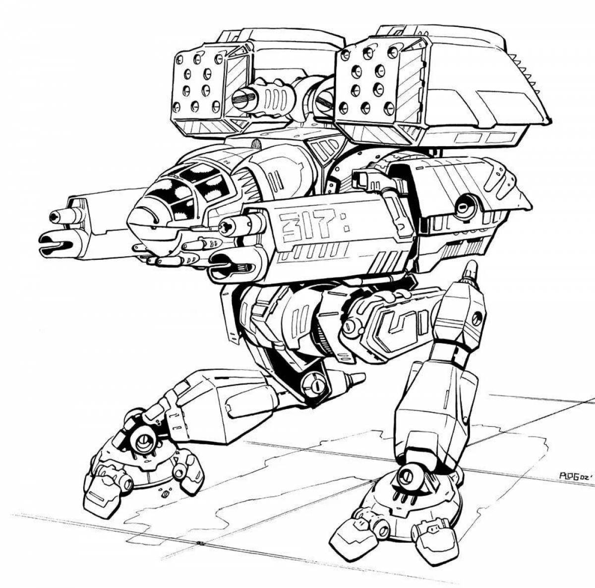 Dramatic coloring pages of fighting robots