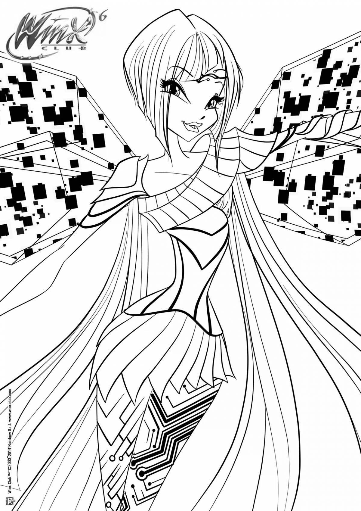 Elegant winx dreamix coloring page