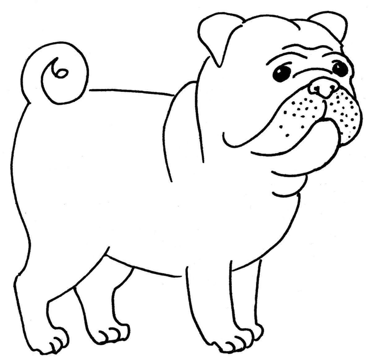 Pug coloring page with bubbles