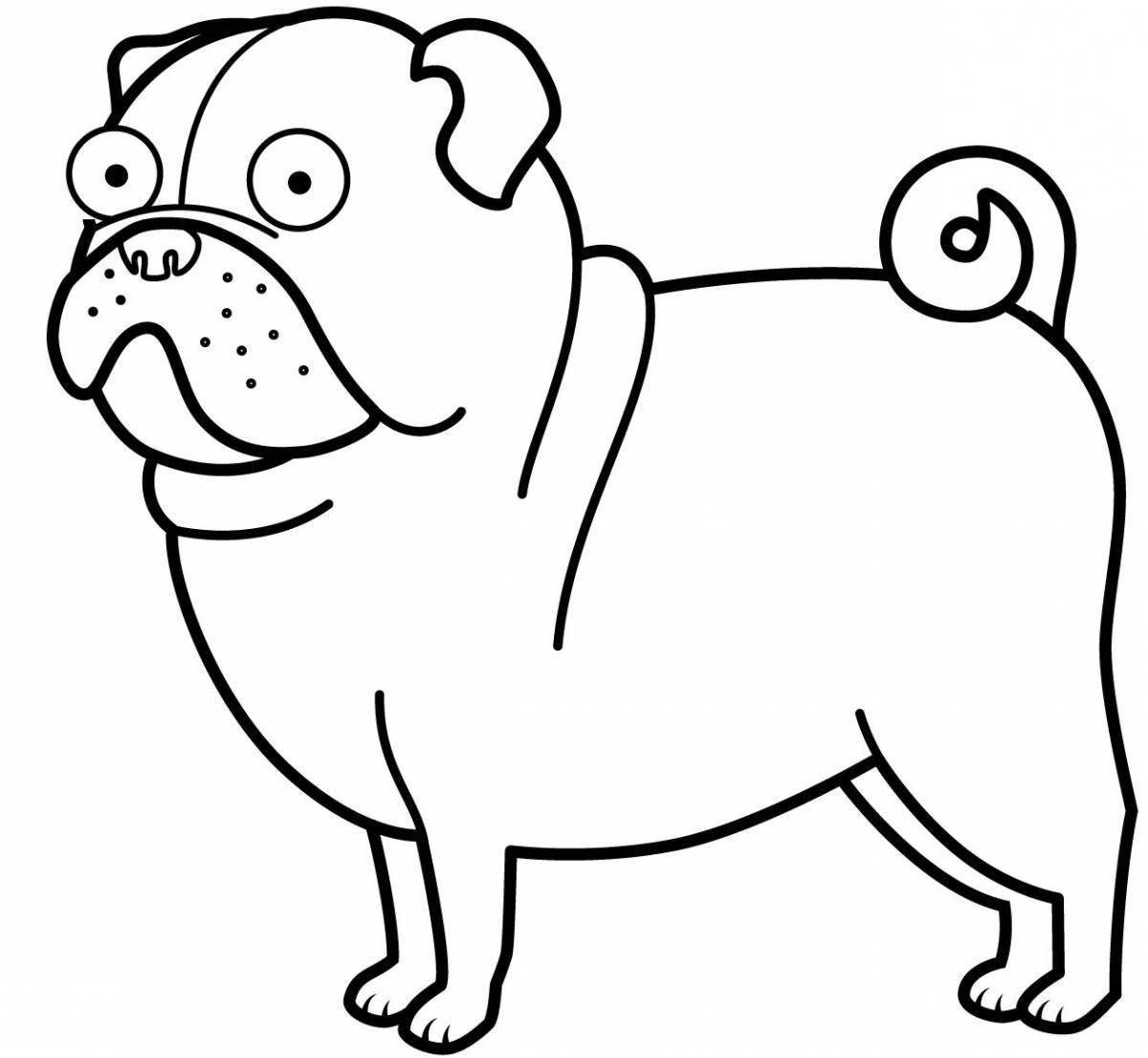 Bright pug coloring page