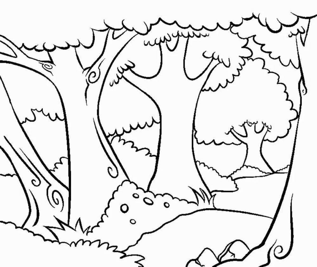 Bright pine forest coloring page