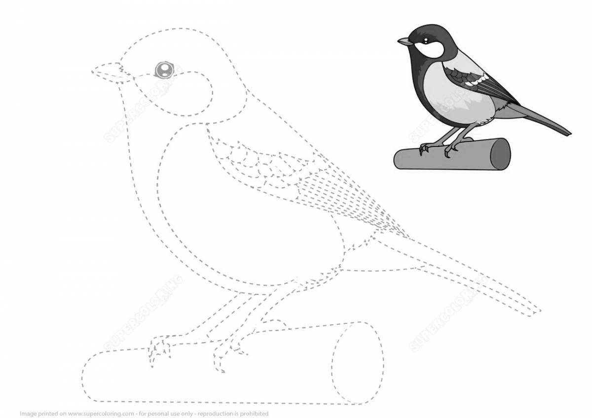 Страница раскраски с поразительным рисунком синиц