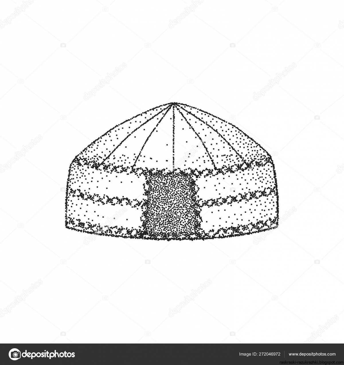 Coloring cute yurt