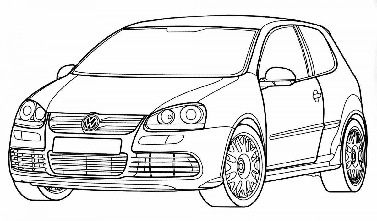 Colourful volkswagen cars coloring page