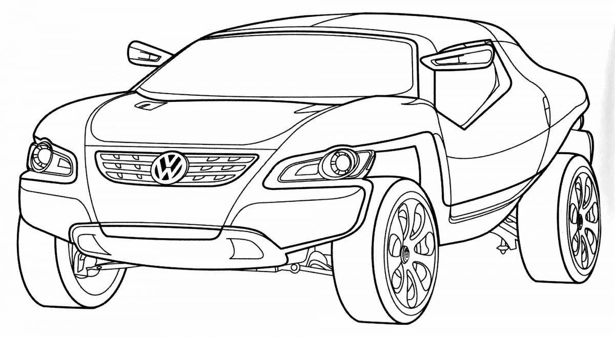 Attractive volkswagen cars coloring page