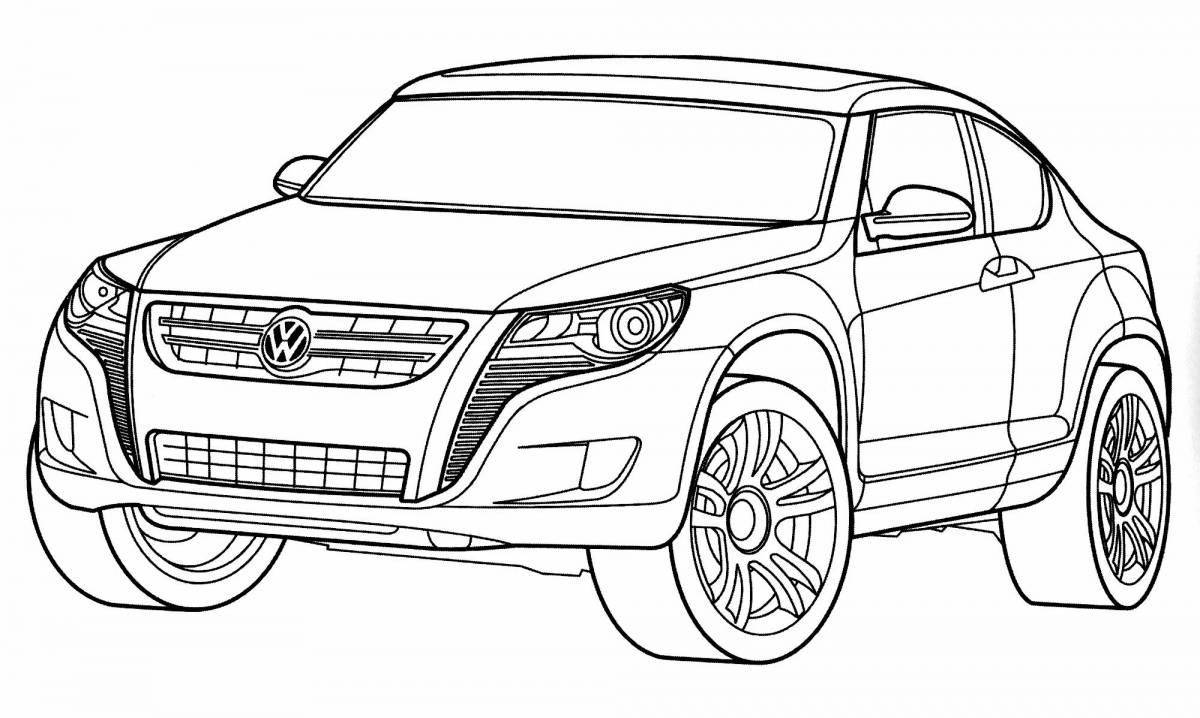 Coloring book shiny volkswagen cars