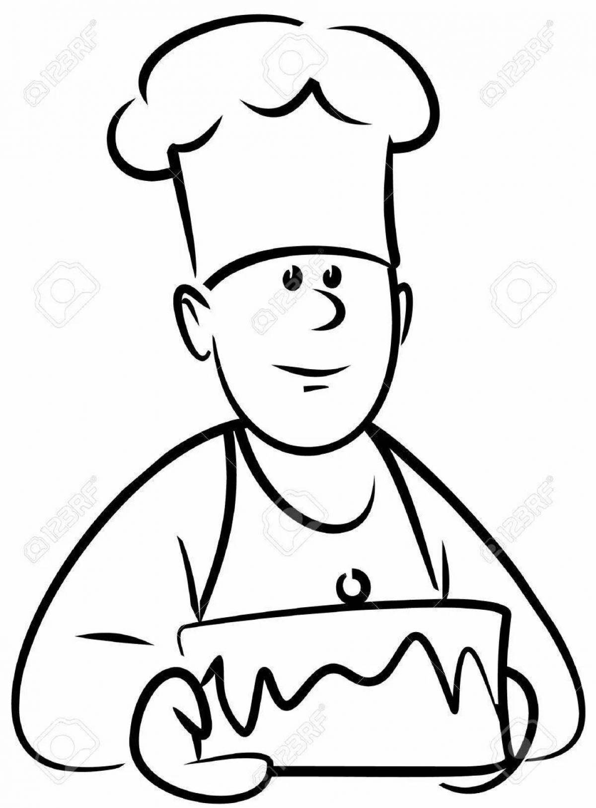 Coloring page cheerful confectioner