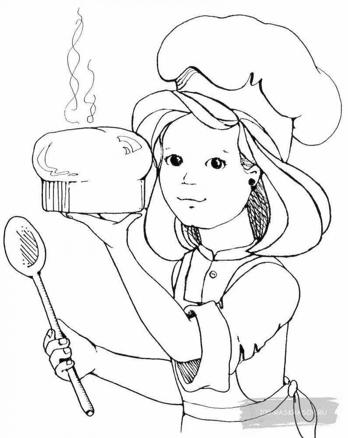 Photo Coloring page pastry chef obsessed with flowers