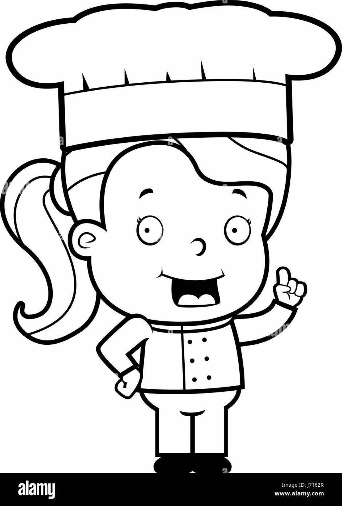 Pastry Chef Color Theme Coloring Page