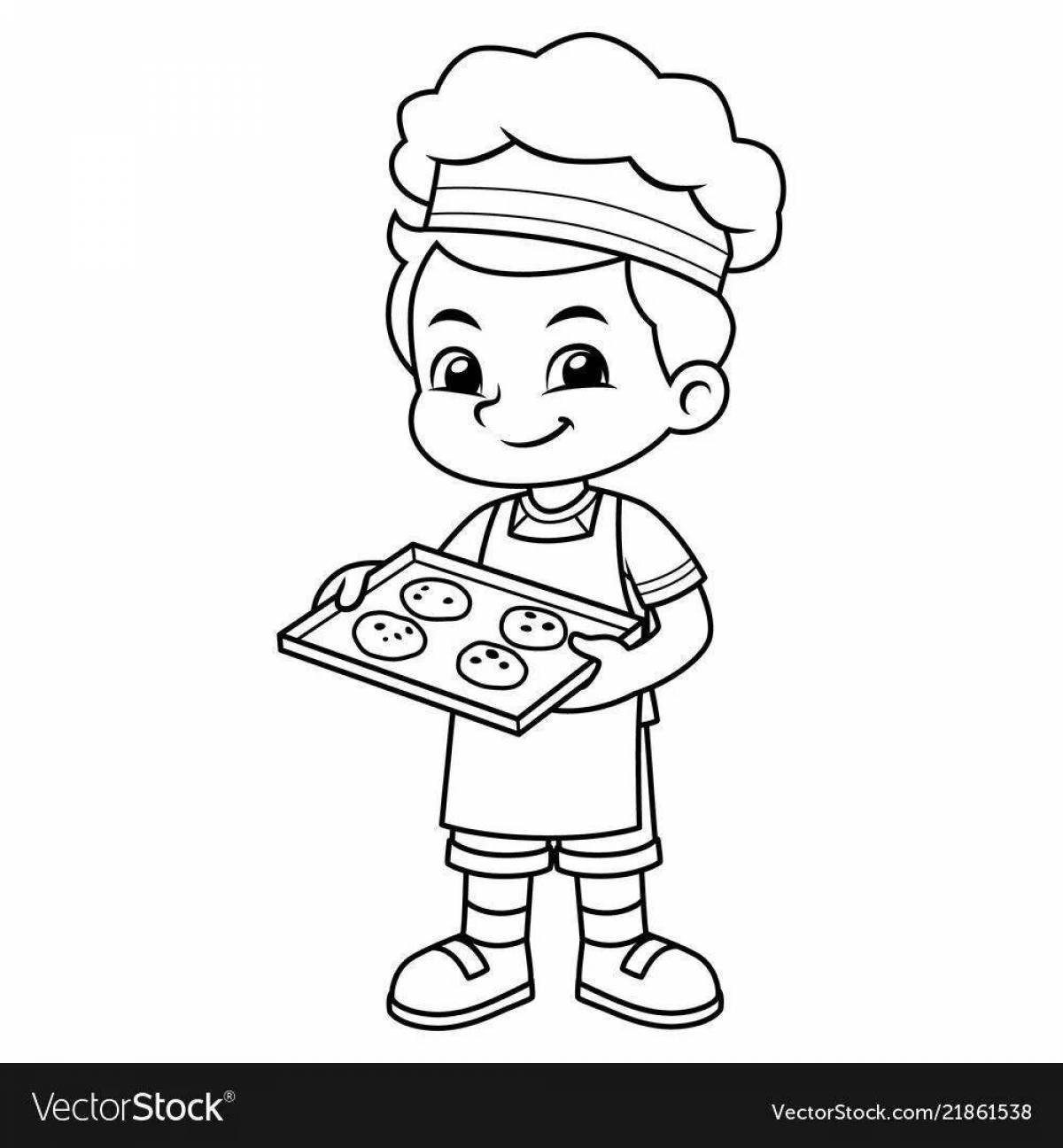 Coloring chef with bright colors
