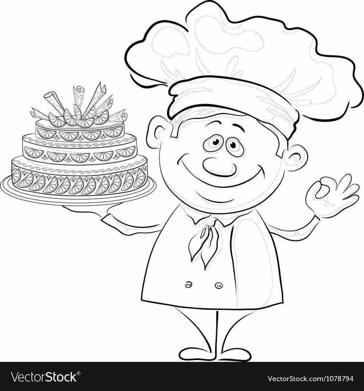 Color-fantastic chef pastry coloring page