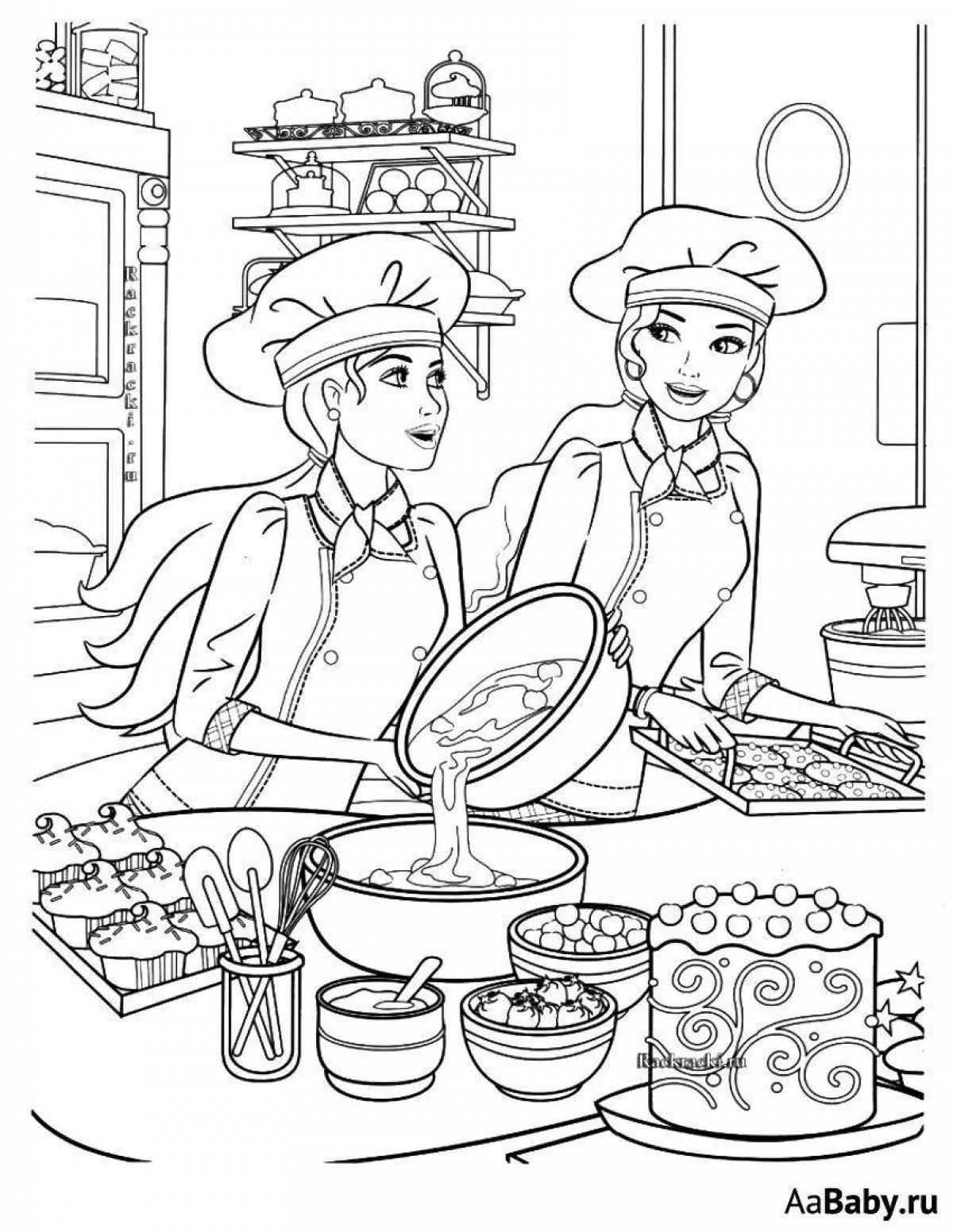 Photo Pastry chef coloring page
