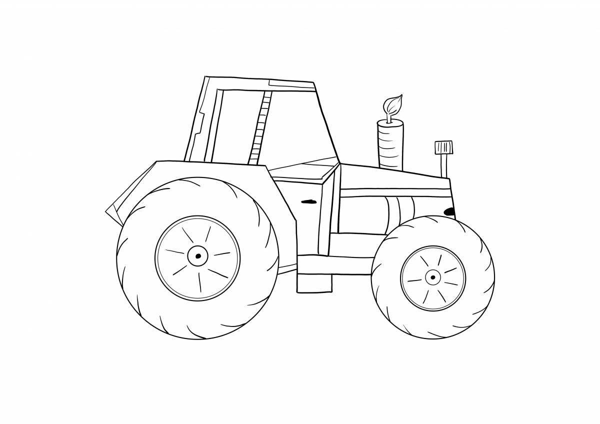 Яркая страница раскраски трактора