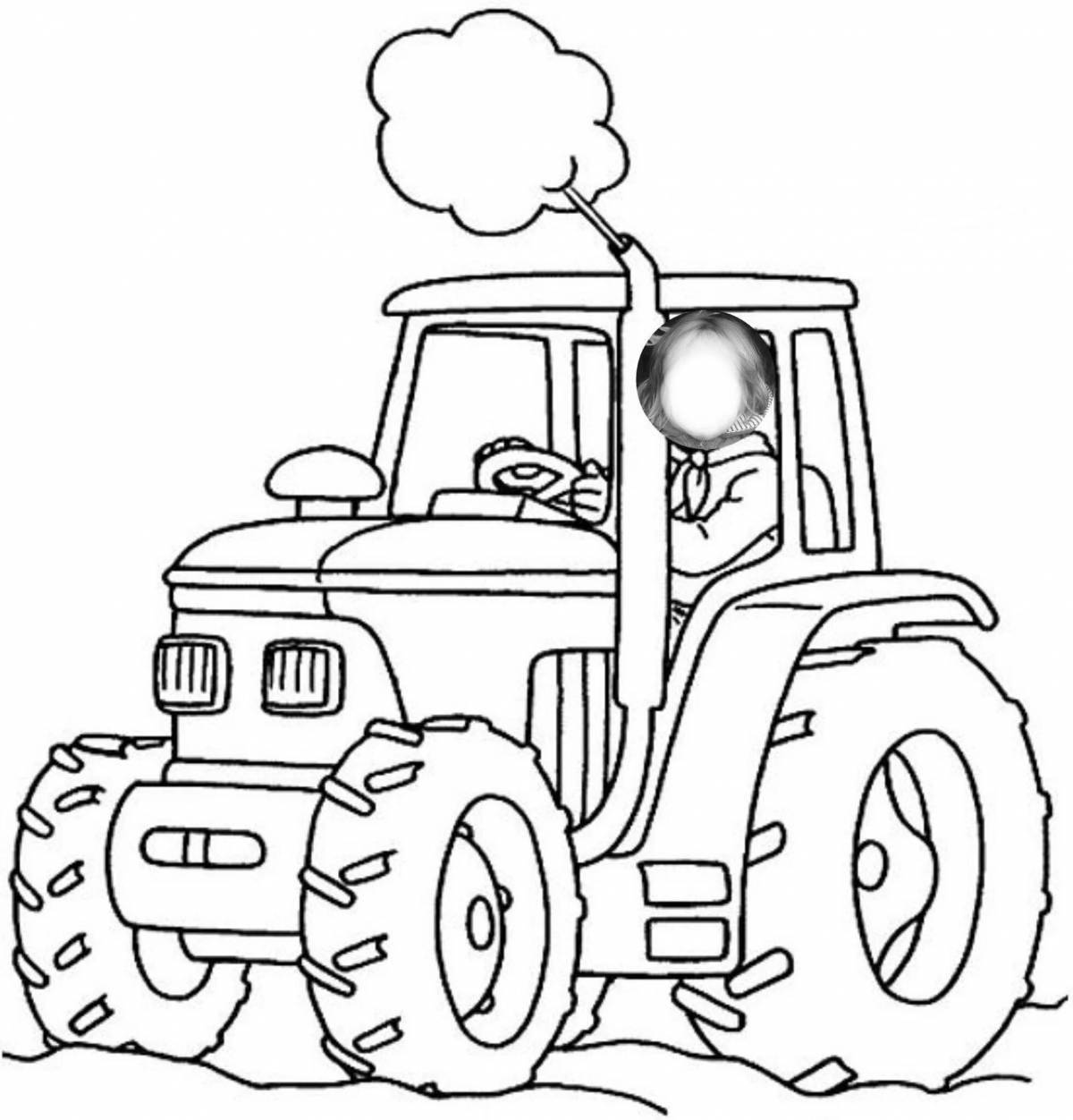 Раскраска радостный трактор