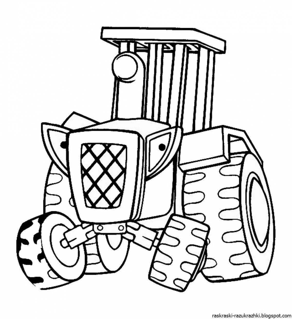 Live tractor coloring page