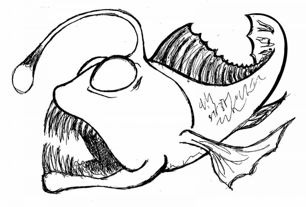 Coloring page bizarre underwater monsters