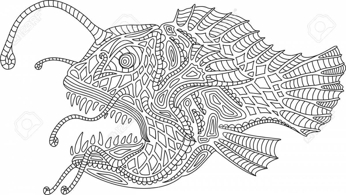 Coloring page spectacular underwater monsters