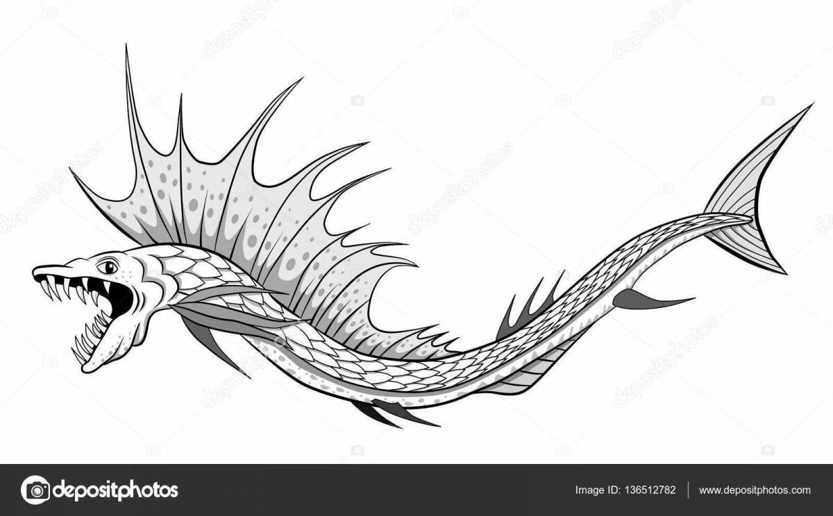 Exquisite underwater monsters coloring page