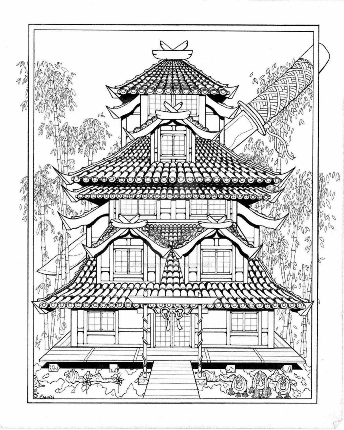Amazing Chinese house coloring book