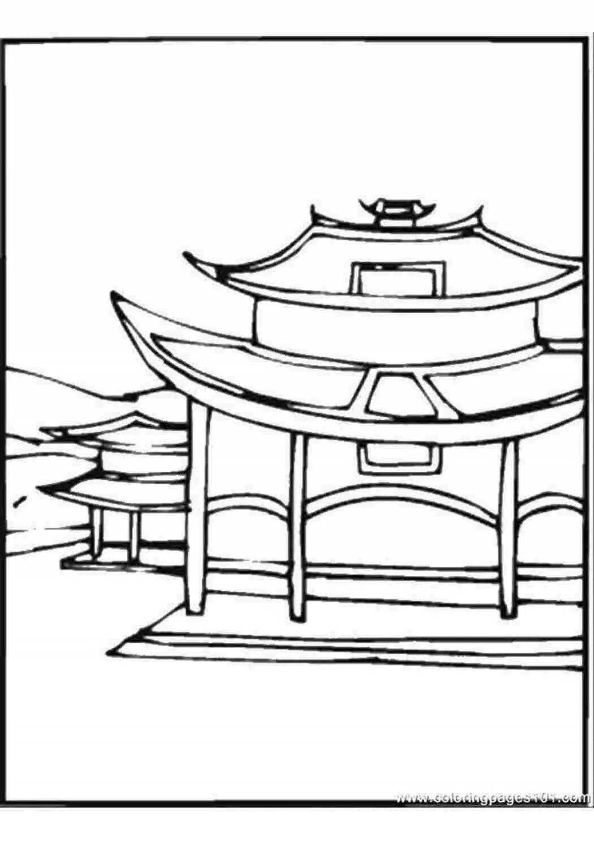 Coloring artistic chinese house