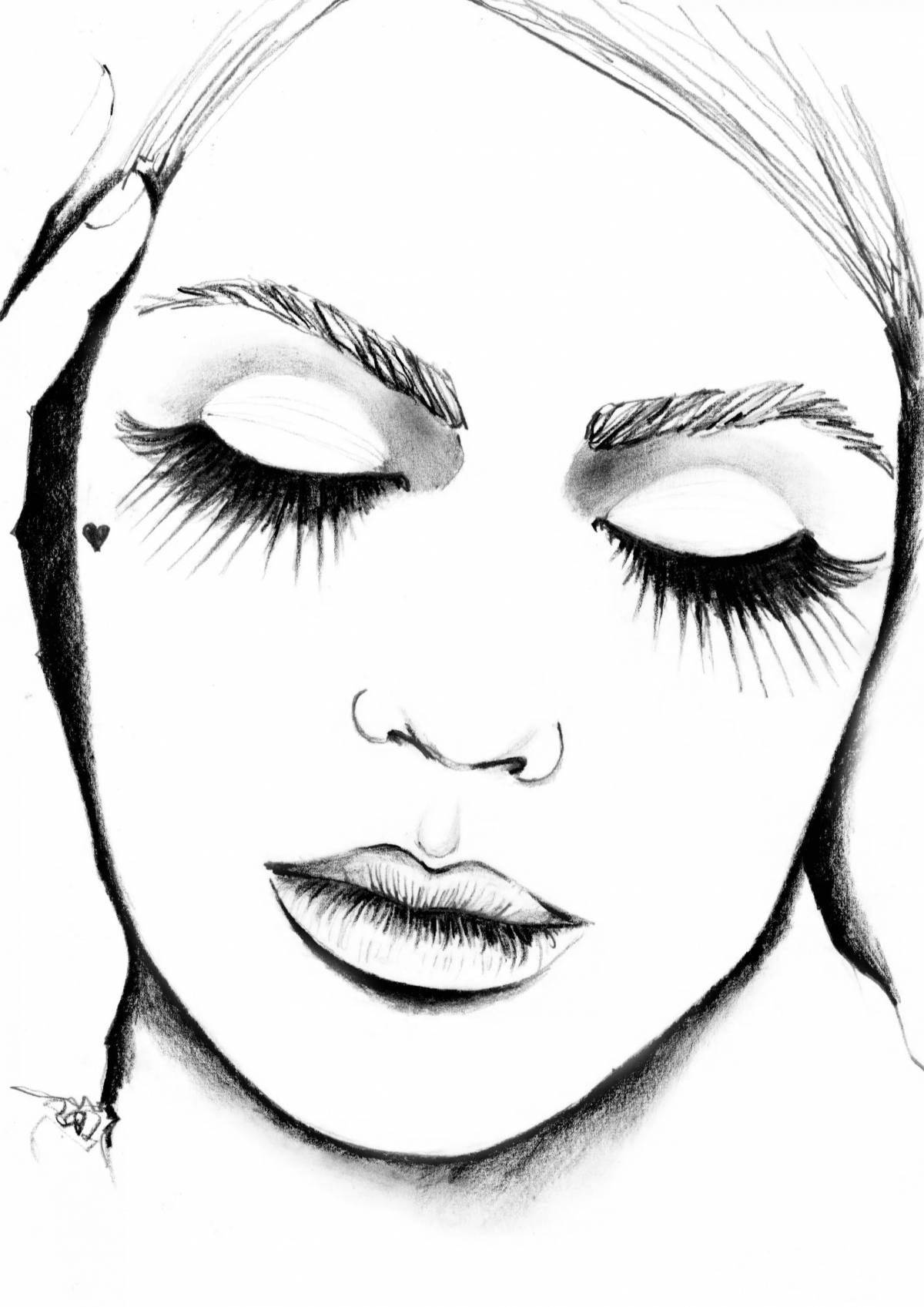 Unique do-it-yourself make-up coloring page