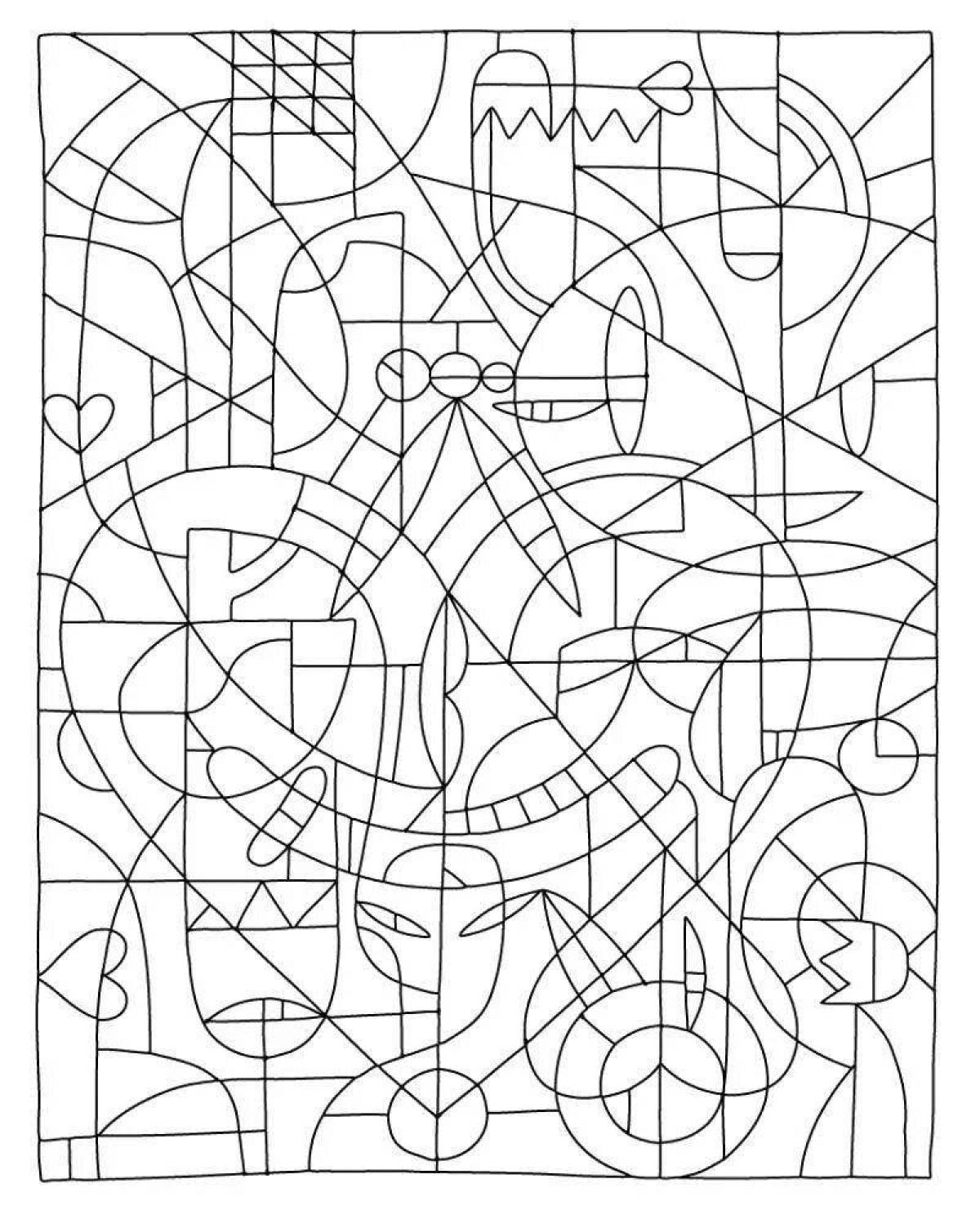 Mosaic figurines bold coloring page
