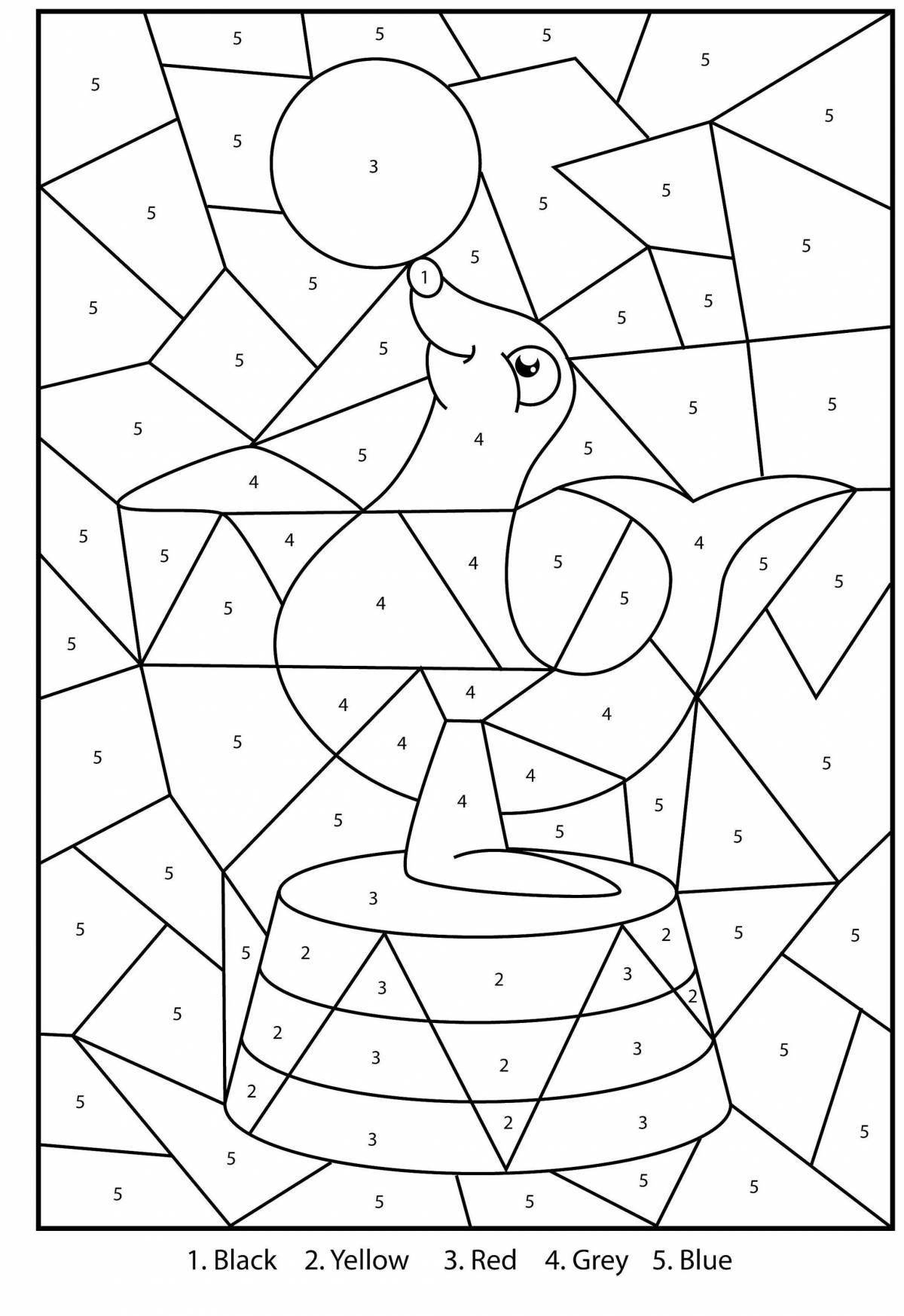 Color-filled mosaic figures coloring pages