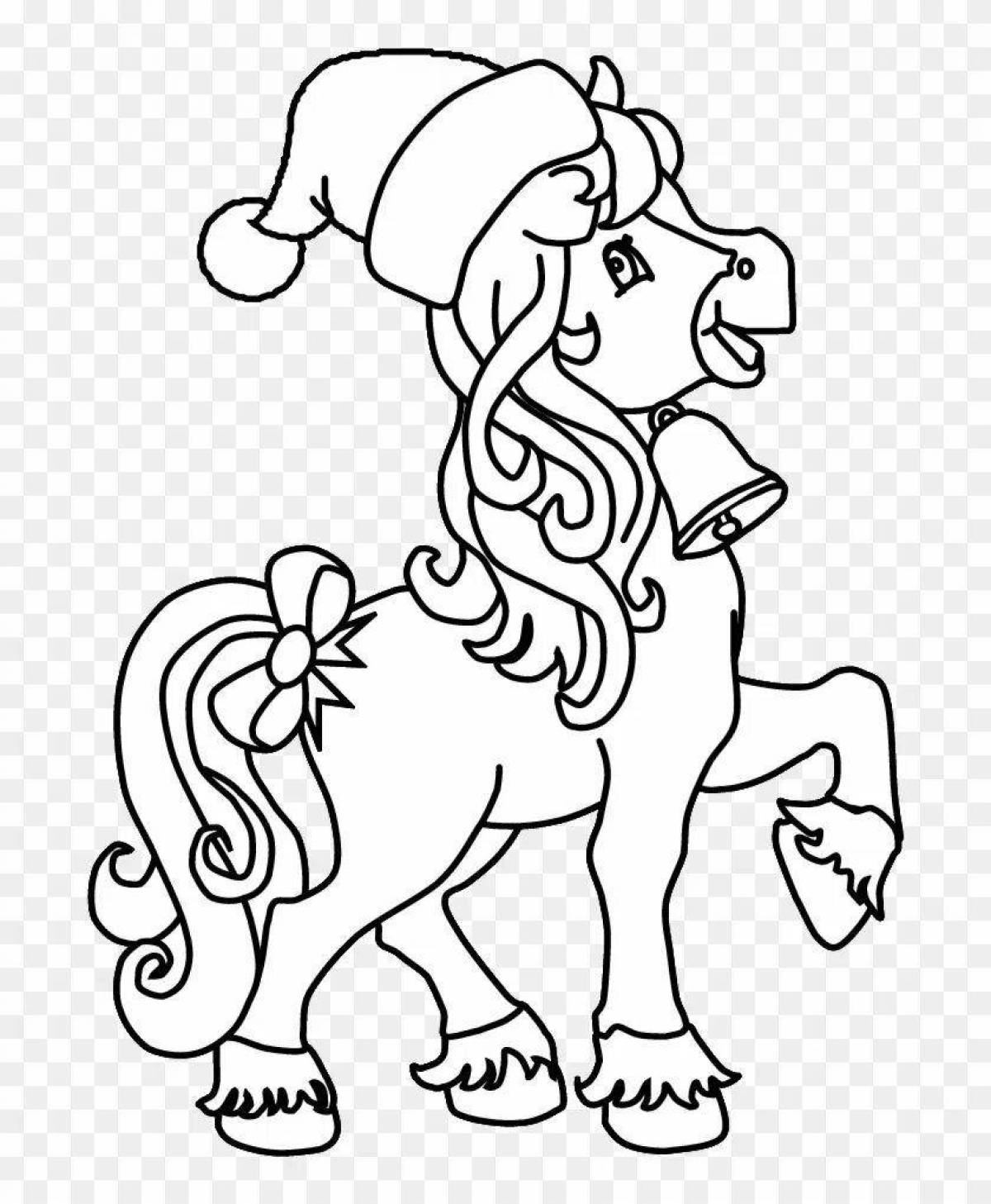 Новогодняя лошадь раскраска для детей