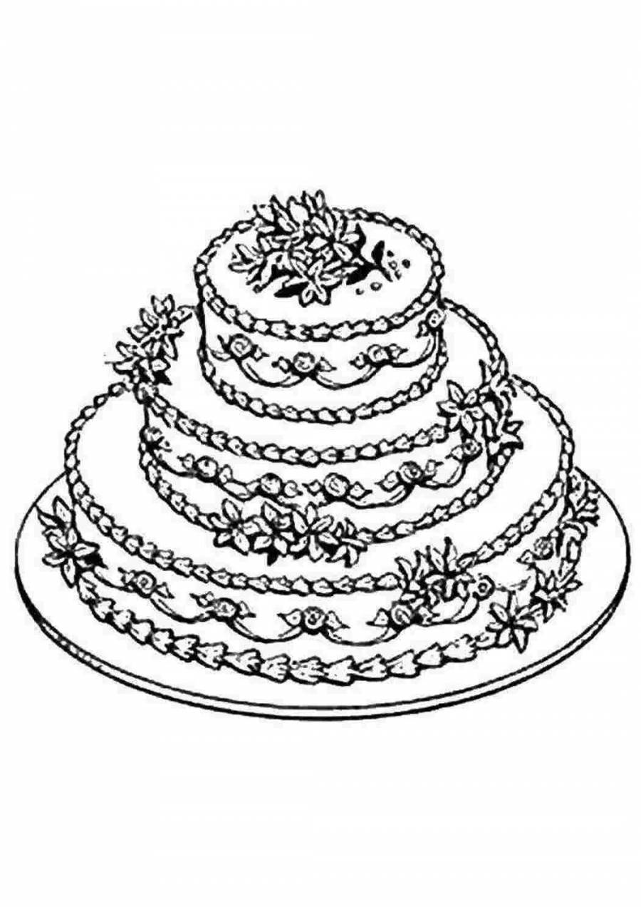 Торт картинка раскраска для детей распечатать