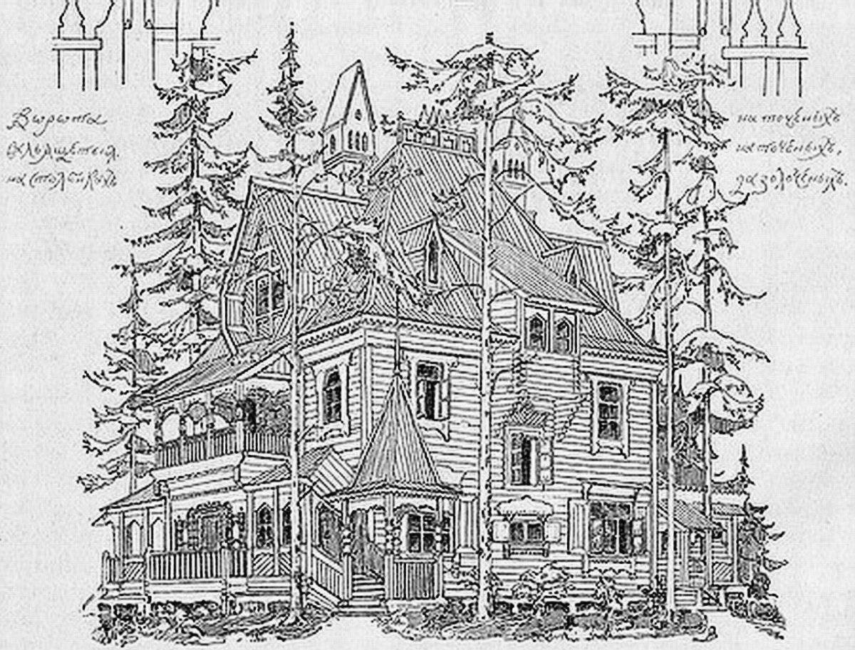 Coloring page charming russian tower