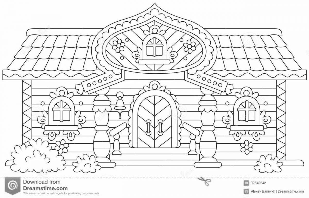 Раскраска терем-теремок распечатать