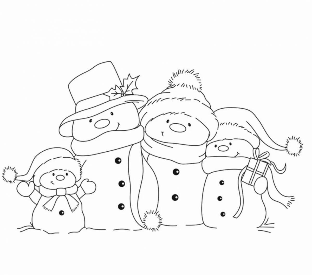 Fun family coloring of snowmen