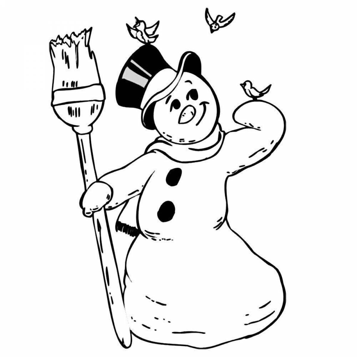 Adorable snowman family coloring page
