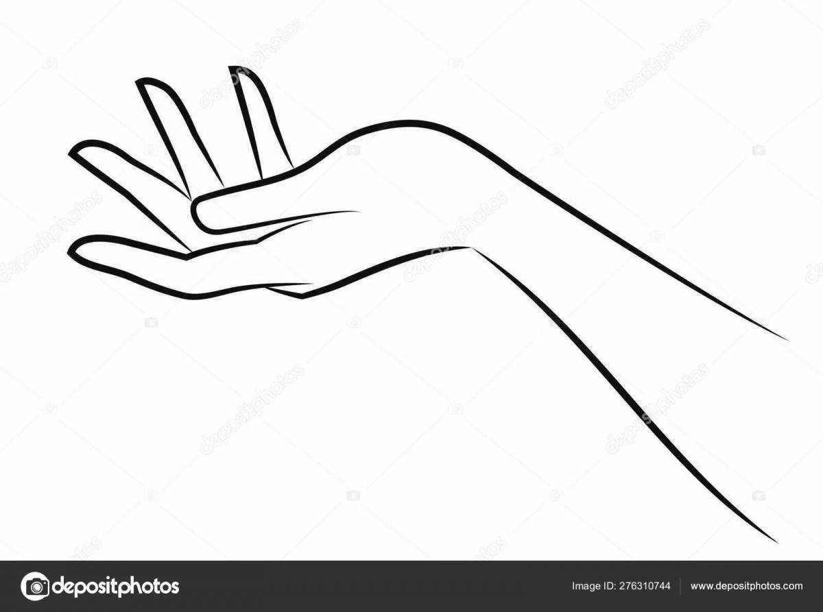 Coloring page of joyful female hand