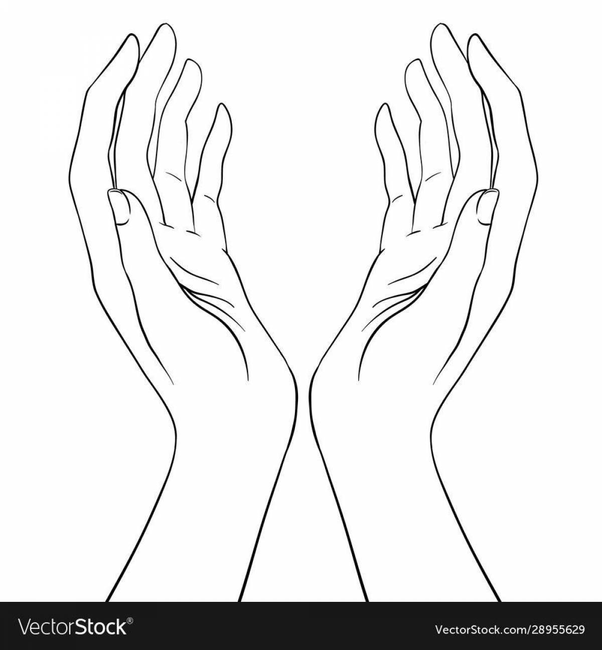 Coloring page cheerful female hand